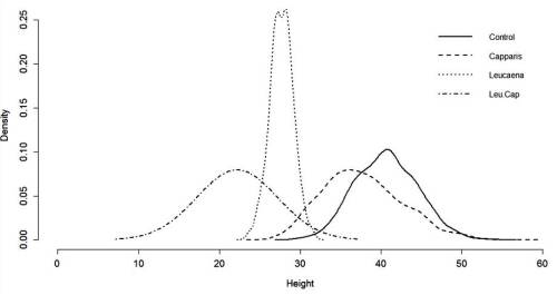 Distribuição da permutação de alturas das mudas